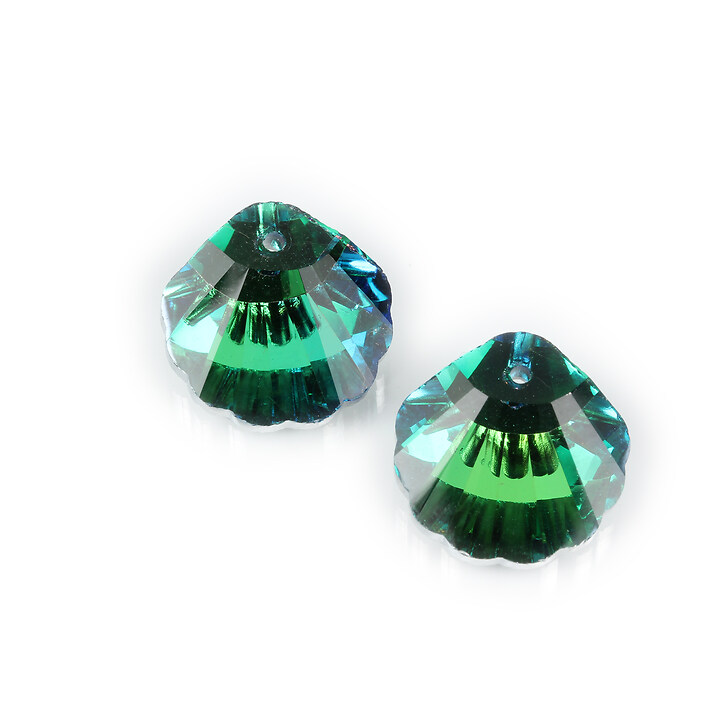 Pandantiv de cristal electroplacat scoica 16x16mm - verde