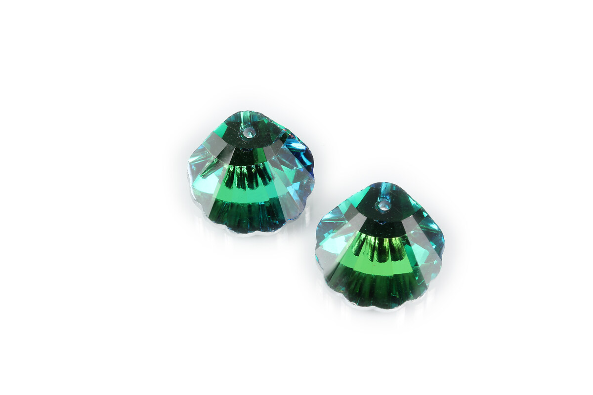 Pandantiv de cristal electroplacat scoica 16x16mm - verde