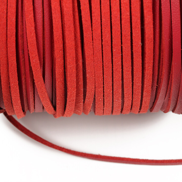 Snur suede cu suprafata imitatie piele, 3x1mm, rosu (5m)