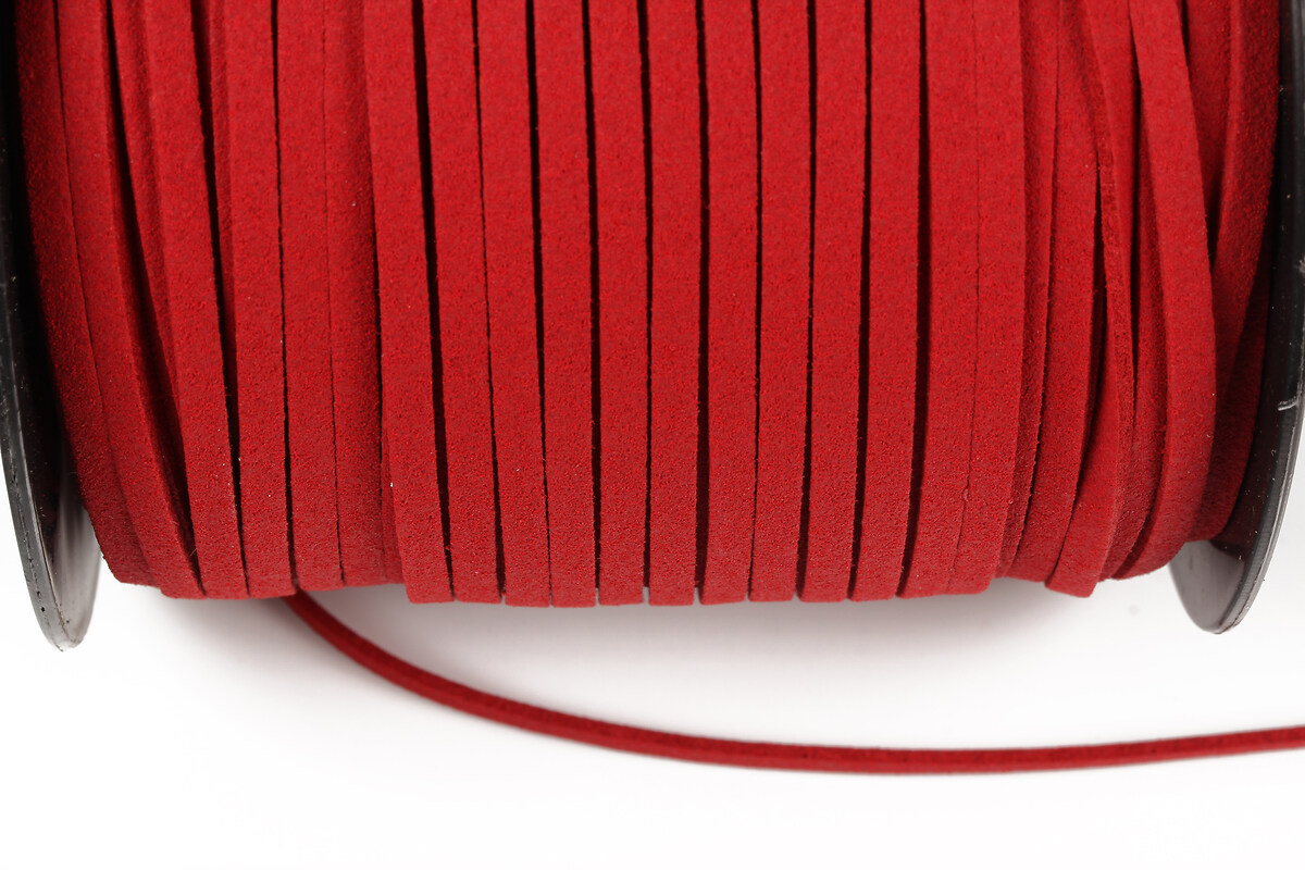 Snur suede (imitatie piele intoarsa), 3x1mm, rosu (5m)