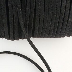 șnur suede (imitatie piele intoarsa), 3 × 1 mm, negru (5m)