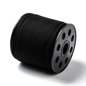 Rola șnur suede (imitatie piele intoarsa), 3 × 1 mm, negru, 85m