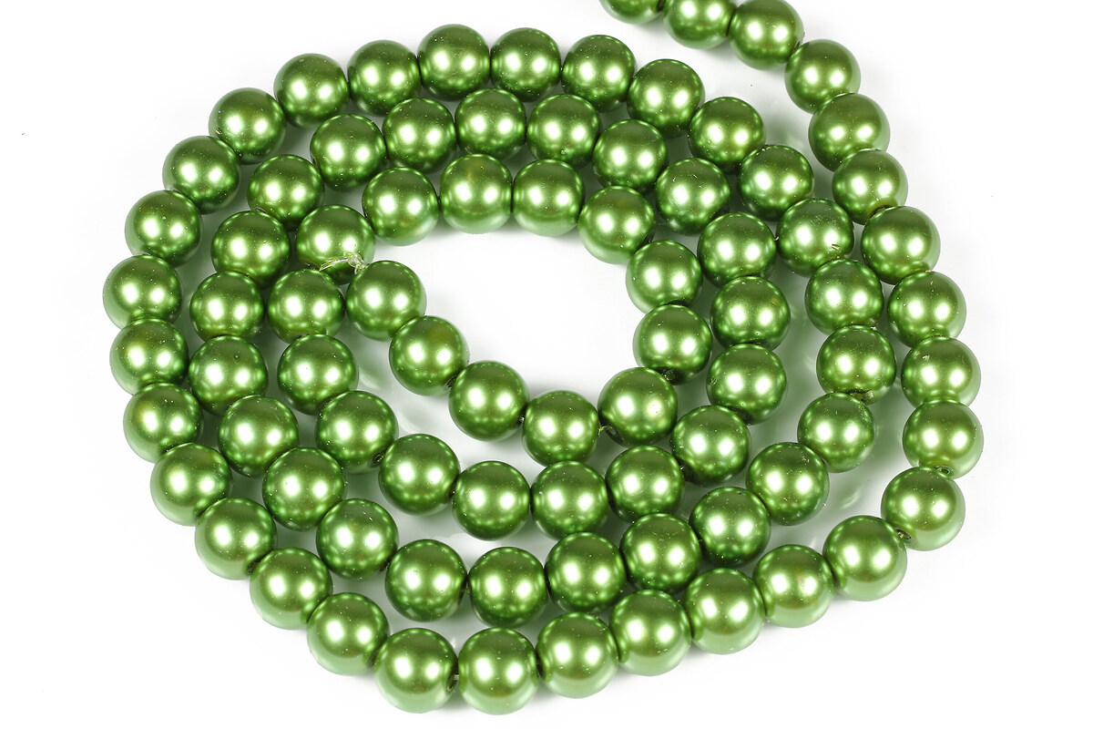 Sirag perle de sticla lucioase, sfere 10mm - verde avocado