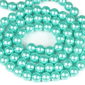 Sirag perle de sticla lucioase, sfere 10mm - turcoaz