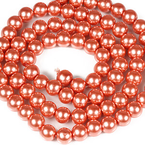 Sirag perle de sticla lucioase, sfere 10mm - portocaliu