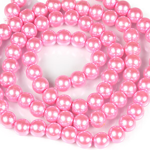 Sirag perle de sticla lucioase, sfere 10mm - roz