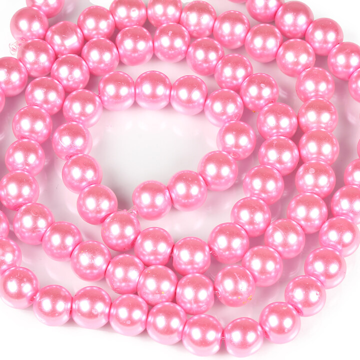 Sirag perle de sticla lucioase, sfere 10mm - roz