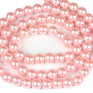Sirag perle de sticla lucioase, sfere 10mm - roz deschis