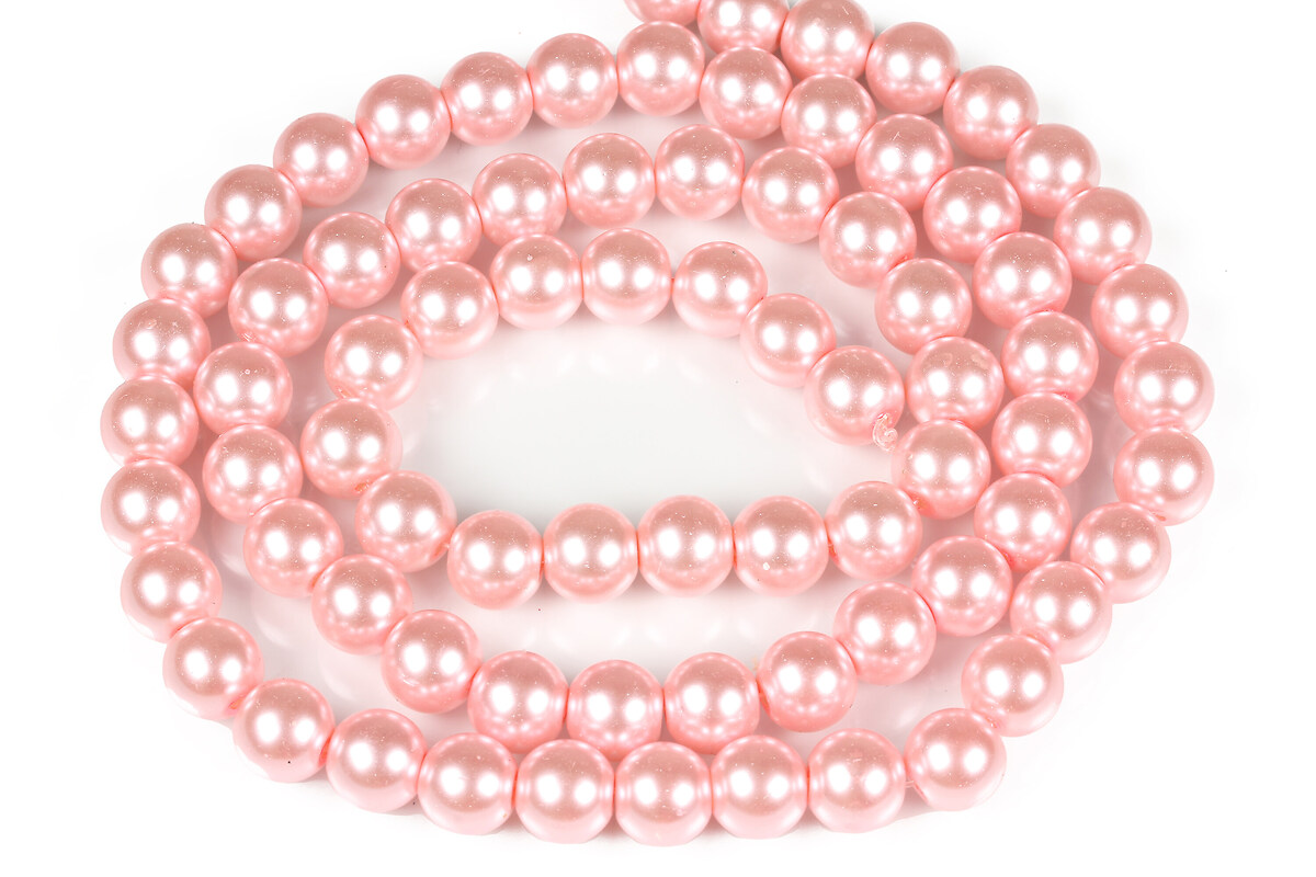 Sirag perle de sticla lucioase, sfere 10mm - roz deschis