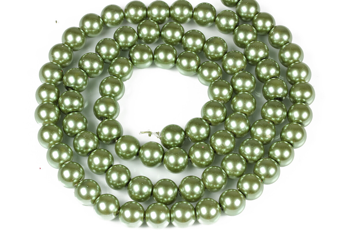 Sirag perle de sticla lucioase, sfere 10mm - verde militar