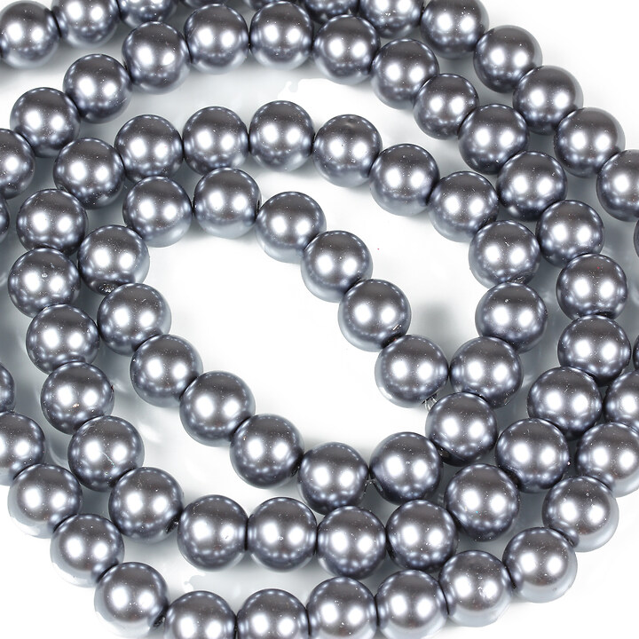 Sirag perle de sticla lucioase, sfere 10mm - gri inchis
