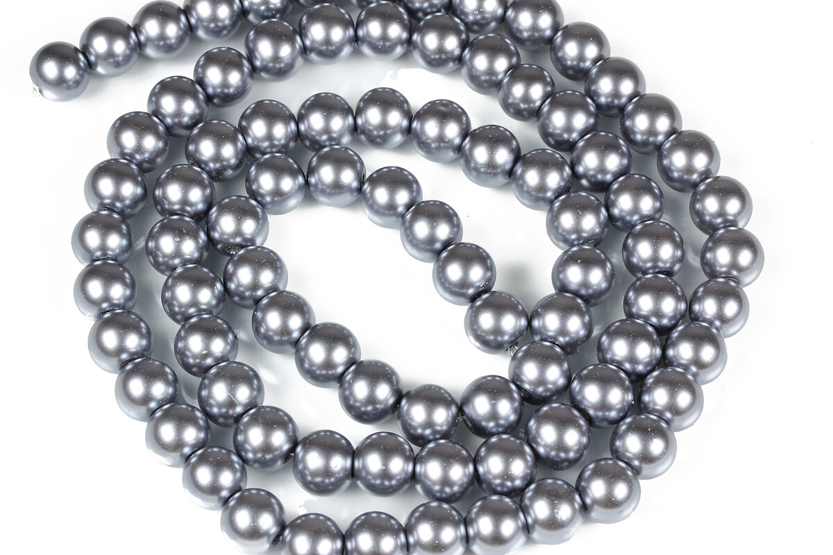 Sirag perle de sticla lucioase, sfere 10mm - gri inchis