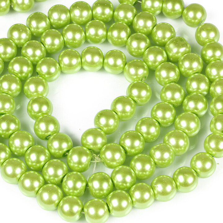 Sirag perle de sticla lucioase, sfere 10mm - verde lime