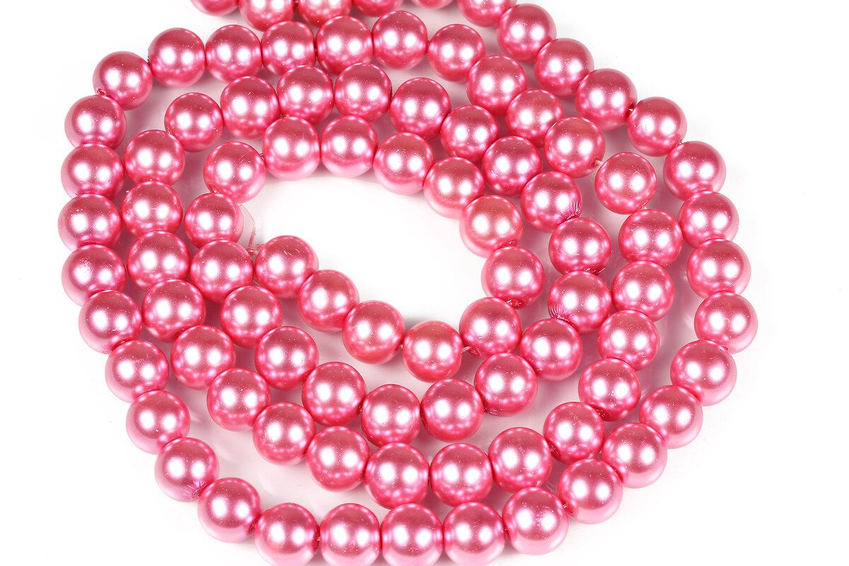 Sirag perle de sticla lucioase, sfere 10mm - roz aprins