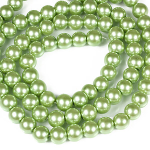 Sirag perle de sticla lucioase, sfere 10mm - verde fistic