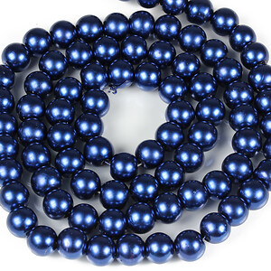 Sirag perle de sticla lucioase, sfere 10mm - albastru inchis