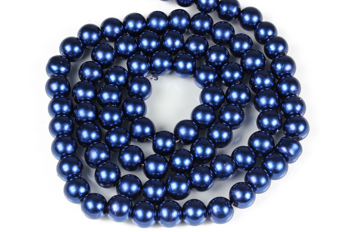 Sirag perle de sticla lucioase, sfere 10mm - albastru inchis