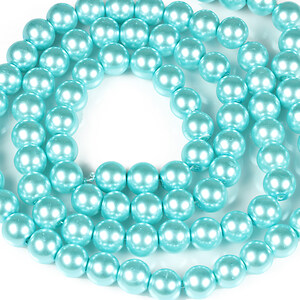 Sirag perle de sticla lucioase, sfere 10mm - albastru cyan