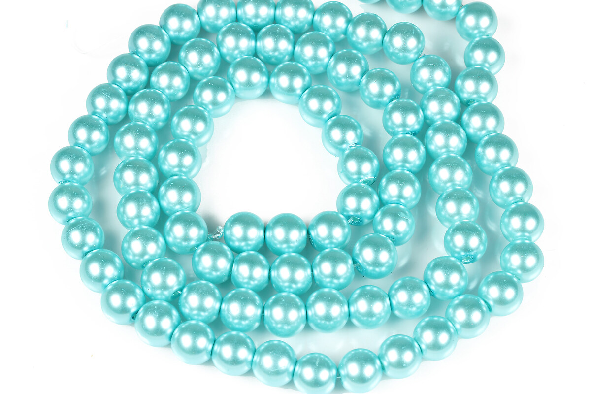 Sirag perle de sticla lucioase, sfere 10mm - albastru cyan