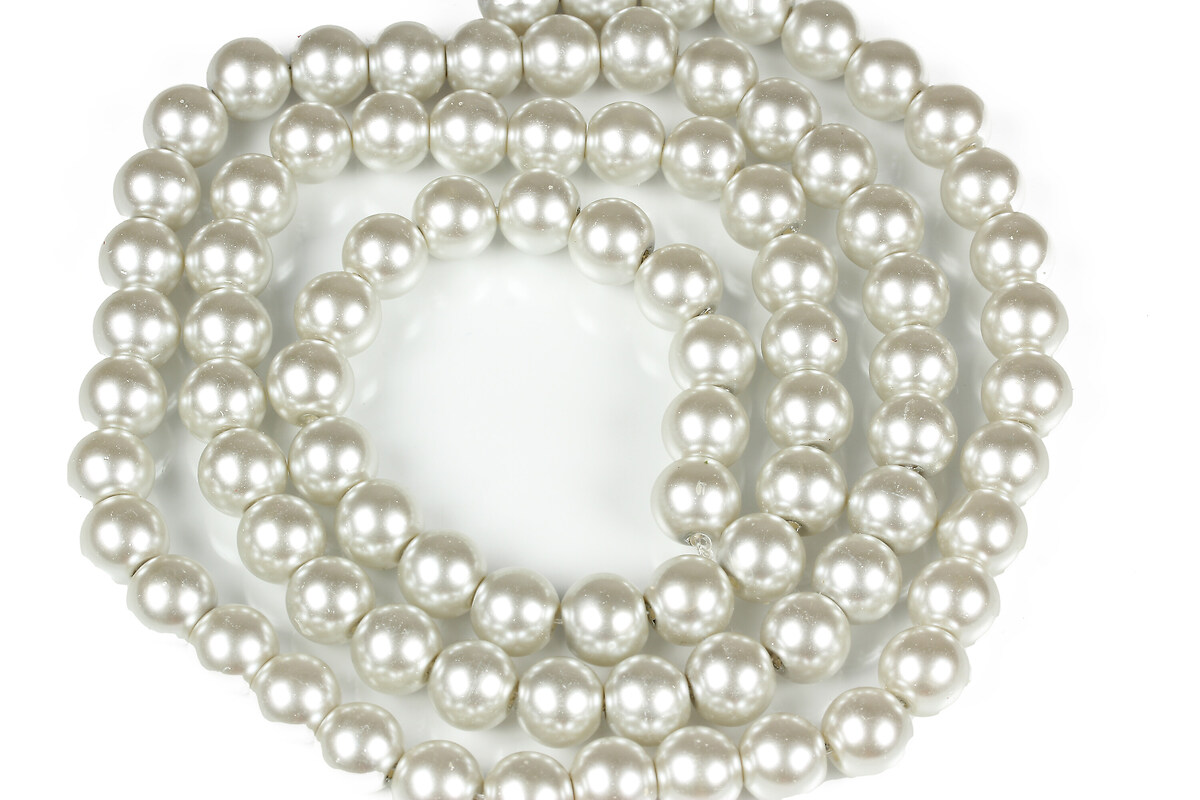 Sirag perle de sticla lucioase, sfere 10mm - gri deschis