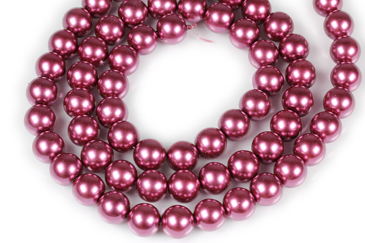Sirag perle de sticla lucioase, sfere 12mm - grena