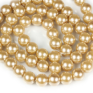 Sirag perle de sticla lucioase, sfere 12mm - auriu deschis