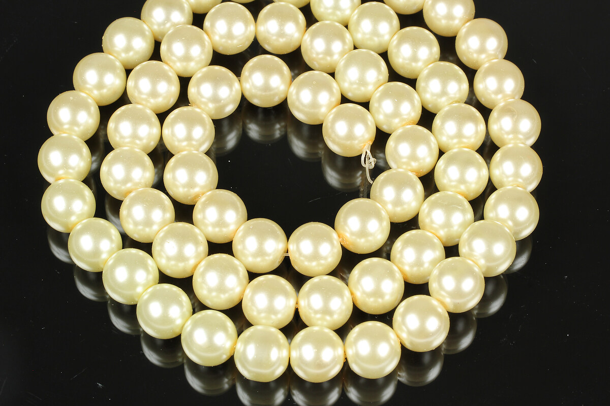 Sirag perle de sticla lucioase, sfere 12mm - ivory