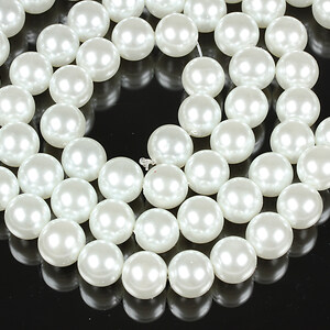 Sirag perle de sticla lucioase, sfere 12mm - alb