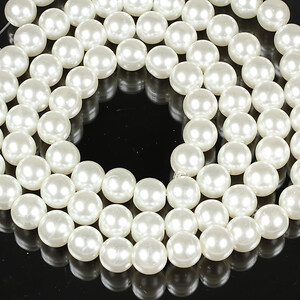 Sirag perle de sticla lucioase, sfere 10mm - alb
