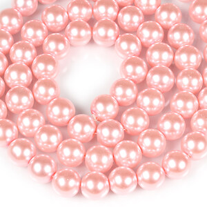 Sirag perle de sticla lucioase, sfere 12mm - roz deschis
