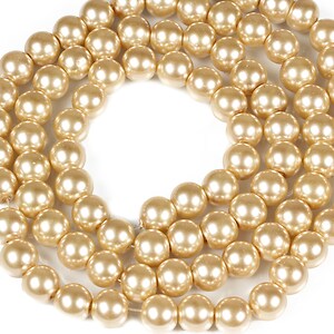 Sirag perle de sticla lucioase, sfere 10mm - auriu deschis