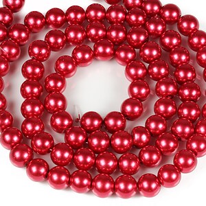 Sirag perle de sticla lucioase, sfere 10mm - rosu inchis