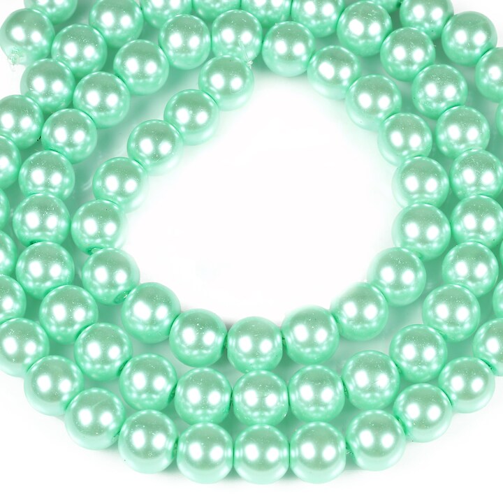 Sirag perle de sticla lucioase, sfere 10mm - turcoaz deschis