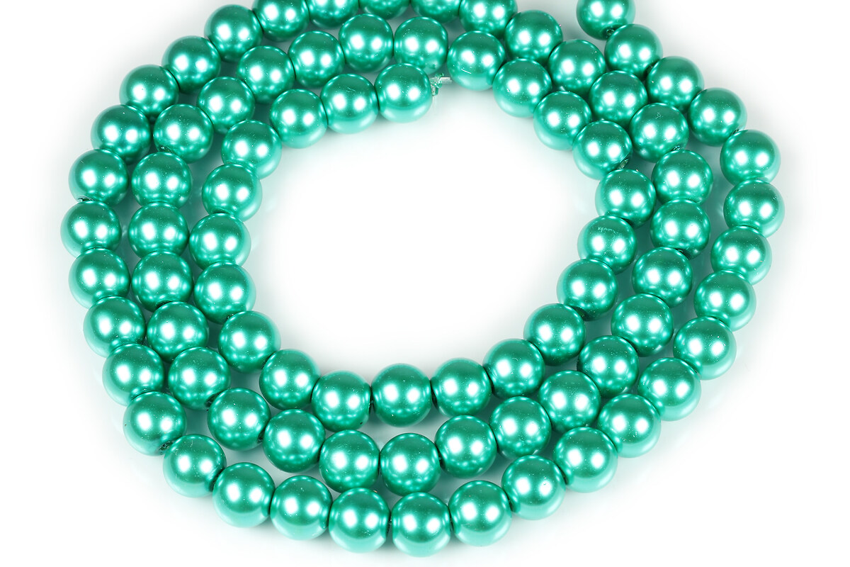 Sirag perle de sticla lucioase, sfere 10mm - turcoaz