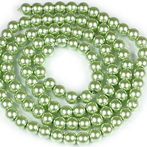 Sirag perle de sticla lucioase, sfere 8mm - verde fistic (aprox. 105 buc.)