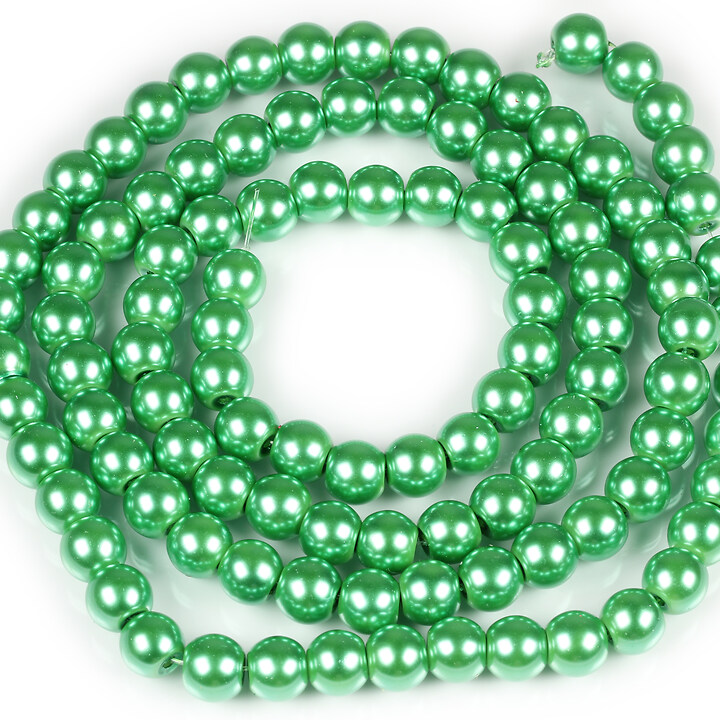 Sirag perle de sticla lucioase, sfere 8mm - verde menta (aprox. 105 buc.)