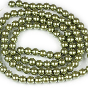 Sirag perle de sticla lucioase, sfere 8mm - verde militar (aprox. 105 buc.)