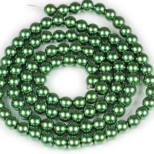 Sirag perle de sticla lucioase, sfere 8mm - verde inchis (aprox. 105 buc.)