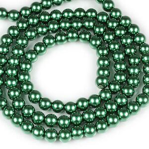 Sirag perle de sticla lucioase, sfere 8mm - verde inchis (aprox. 105 buc.)