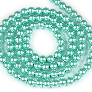 Sirag perle de sticla lucioase, sfere 8mm - aquamarine (aprox. 105 buc.)