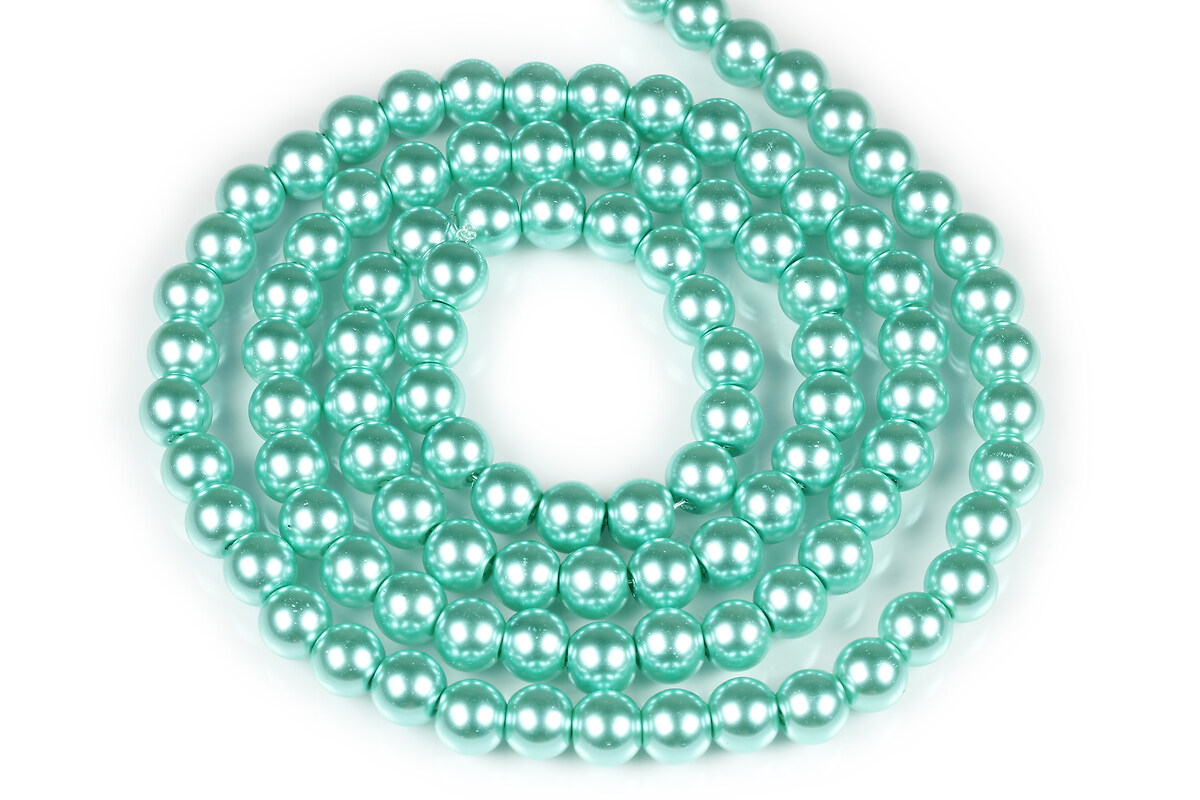 Sirag perle de sticla lucioase, sfere 8mm - aquamarine (aprox. 105 buc.)