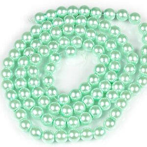 Sirag perle de sticla lucioase, sfere 8mm - turcoaz deschis (aprox. 105 buc.)