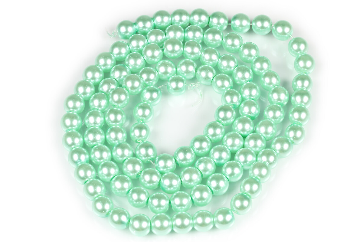 Sirag perle de sticla lucioase, sfere 8mm - turcoaz deschis (aprox. 105 buc.)