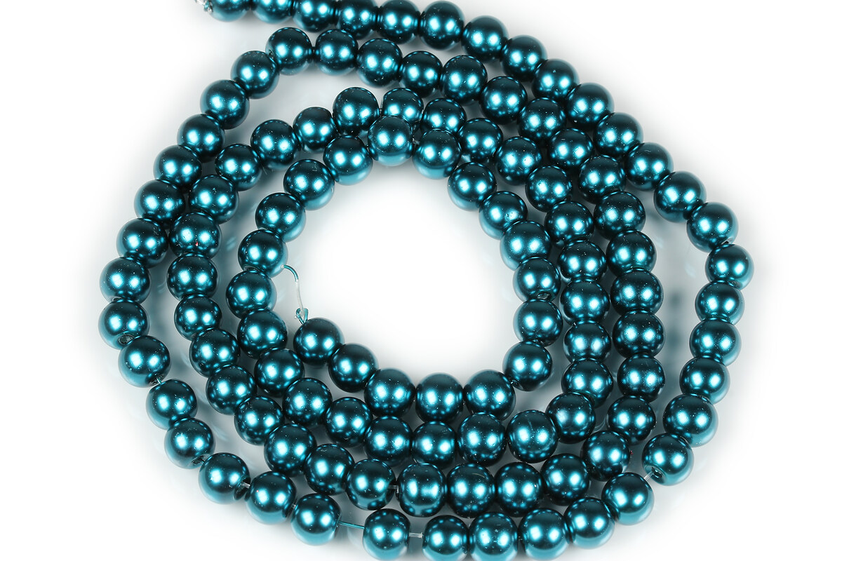 Sirag perle de sticla lucioase, sfere 8mm - albastru cadet (aprox. 105 buc.)