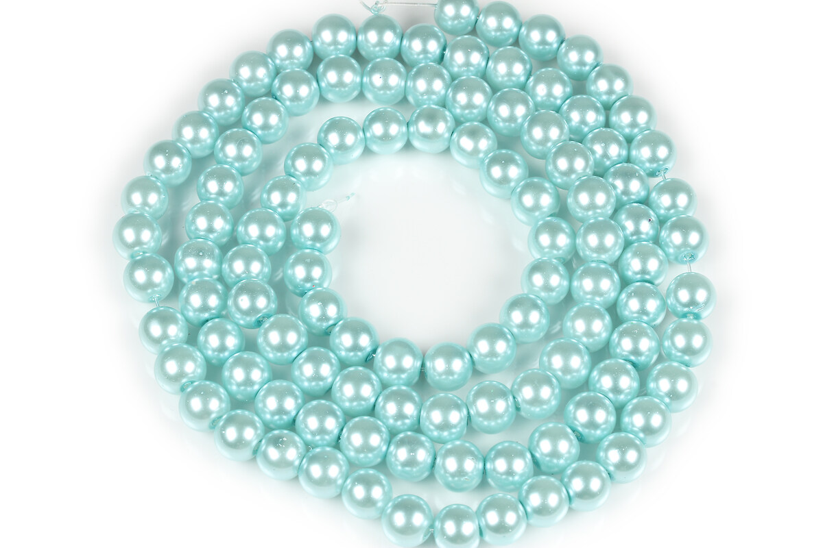 Sirag perle de sticla lucioase, sfere 8mm - turcoaz deschis (aprox. 105 buc.)
