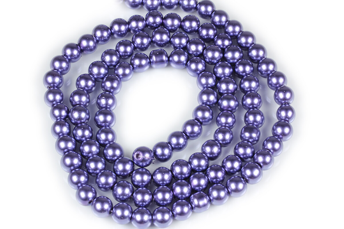 Sirag perle de sticla lucioase, sfere 8mm - mov (aprox. 105 buc.)