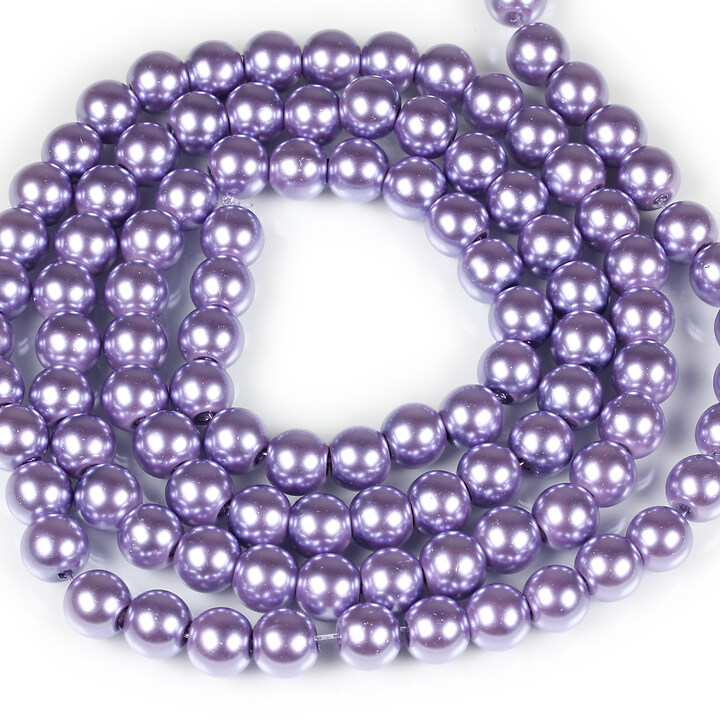 Sirag perle de sticla lucioase, sfere 8mm - mov lavanda (aprox. 105 buc.)