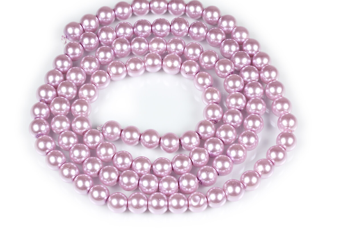 Sirag perle de sticla lucioase, sfere 8mm - mov lila (aprox. 105 buc.)
