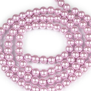 Sirag perle de sticla lucioase, sfere 8mm - mov lila (aprox. 105 buc.)