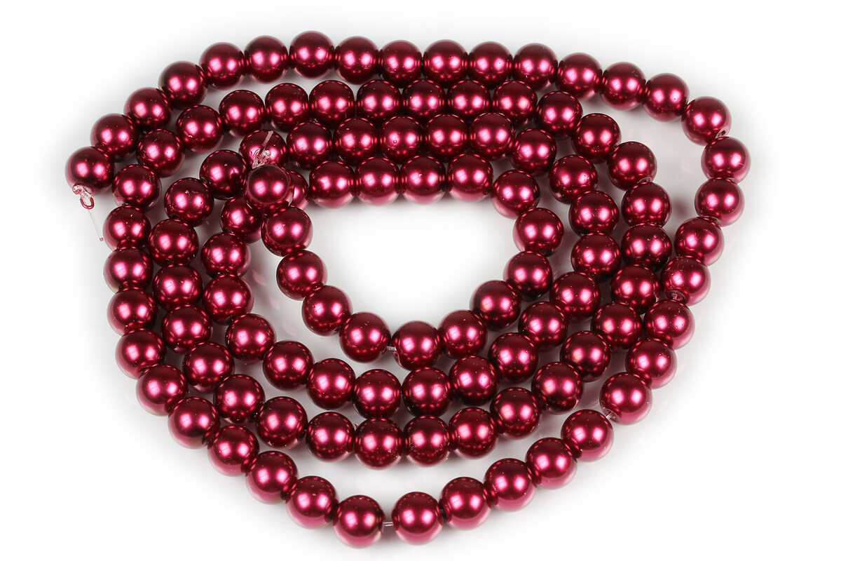 Sirag perle de sticla lucioase, sfere 8mm - burgundy (aprox. 105 buc.)